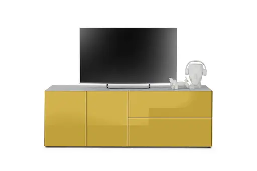 Lowboard - B ca. 181 cm, Goldgelb, Keramikoptik