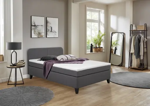Boxspringbett- Liegefläche ca. 140x200 cm, Stoff, Anthrazit