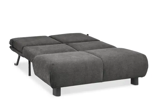 Faltsofa EBBY - 2-Sitzer ohne Armlehne, 140 cm inkl. Schlaffunktion/Relaxfunktion, Stoff, Dunkelgrau