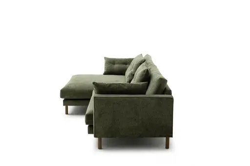 Ecksofa Anesa - Longchair links, 1,5-Sitzer, Stoff, Grün