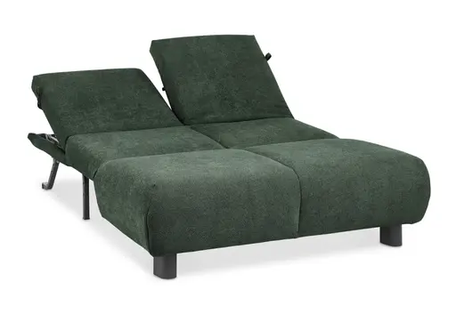 Faltsofa EBBY - 2-Sitzer ohne Armlehne, 140 cm inkl. Schlaffunktion/Relaxfunktion, Stoff, Dunkelgrün