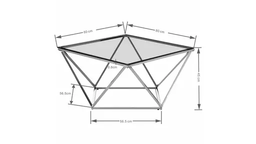 Couchtisch - BHT ca. 80x45x80 cm, Stahl, Schwarz, Glas, Klar