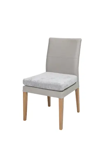 Stuhl - Stoff Hellgrau, Eiche massiv