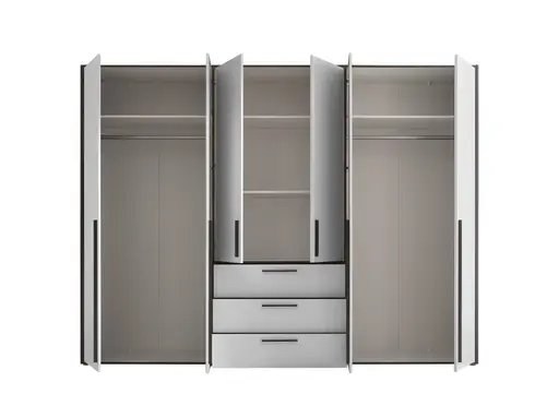 Drehtürenschrank- B ca. 270 cm, Graphit, Weiß