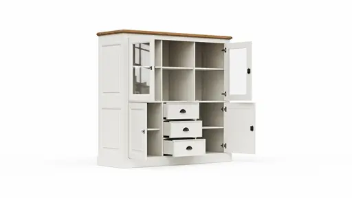 Highboard Louisiana - teilmassiv, Weiß