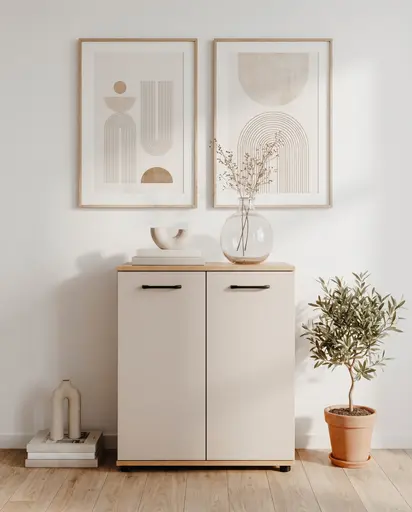 Kommode- B ca. 60 cm, Eiche Dekor, Beige