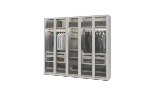 Drehtürenschrank JOIN IT- B ca. 252 cm, Weiss, Glas