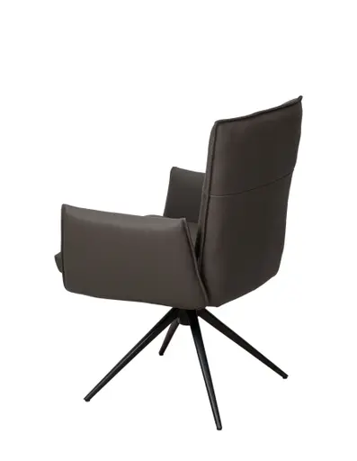 Armlehnstuhl MARCELLA - drehbar, Leder, Dunkelbraun