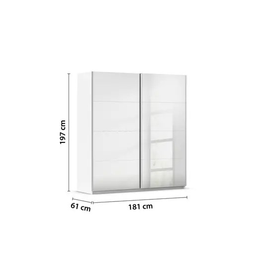 Schwebetürenschrank RUBITO- B ca. 181 cm, Weiß, Spiegel