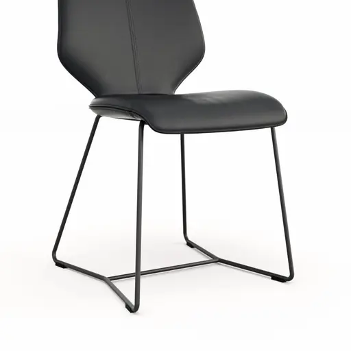 Stuhl Penthouse - Leder, Schwarz, Kufen, Anthrazit