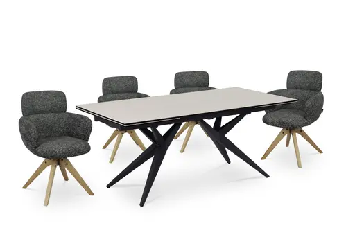 Esstisch MICHELA - ausziehbar, LB ca. 180x95 cm, Glaskeramik, Travertin farbig