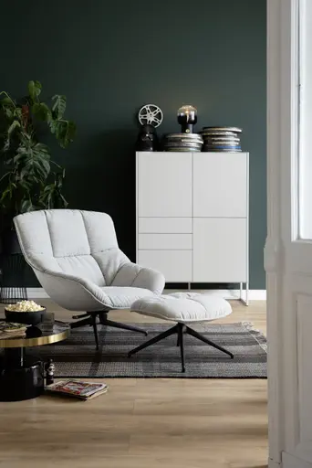 Hocker Unn - Stoff, Hellgrau