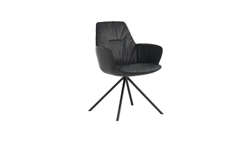 Armlehnstuhl Pegara - Leder, Schwarz