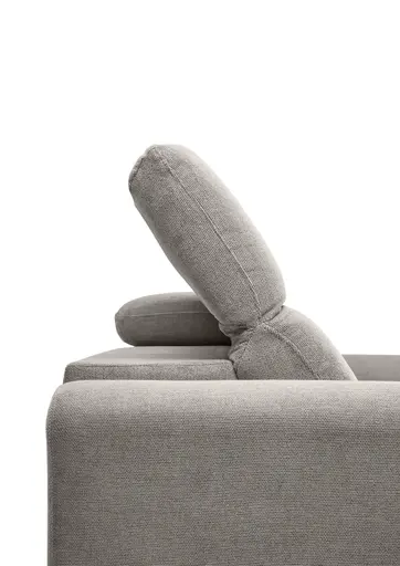 Ecksofa MINAO - 1,5-Sitzer mit Longchair rechts, Sitztiefe verstellbar motorisch, Kopfteil verstellbar, Stoff, Truffle