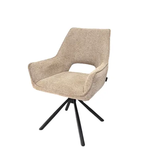 Armlehnstuhl MARESA - drehbar, Stoff, Braun