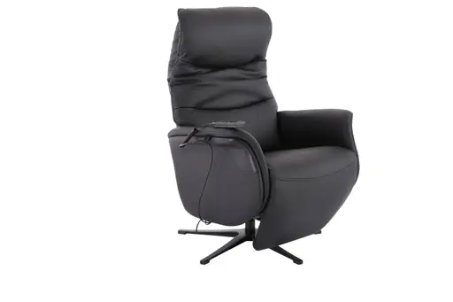 TV-Sessel MAREK - drehbar, Relaxfunktion, Kopfteilverstellung, Leder, Schwarz