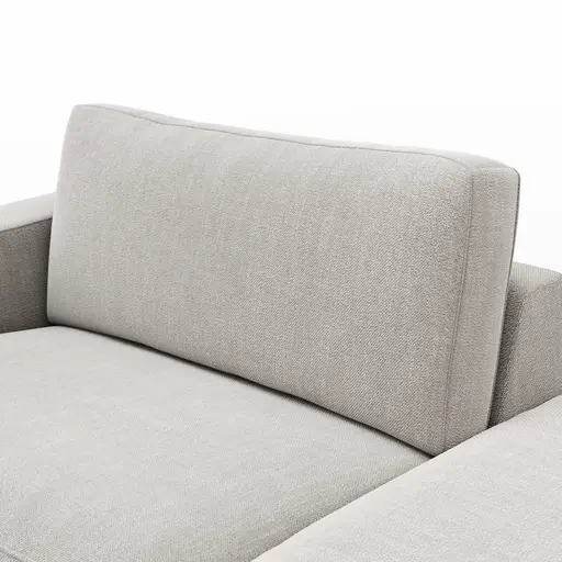 Ecksofa Juni - Ecke links mit 3-Sitzer, Stoff, Hellgrau