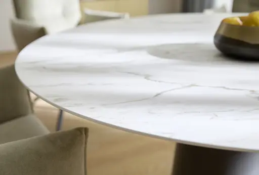 Esstisch Cono - LB 120x120 cm rund, Keramik, Weiß