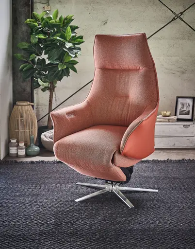 Relaxsessel Girona -  Relaxfunktion (motorisch) und Aufstehhilfe, Stoff, Leder, Rose