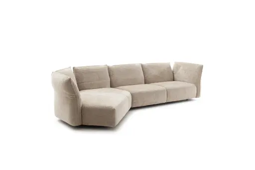 Trapezsofa Motone - Ecke links mit 2-Sitzer, Stoff, Beige