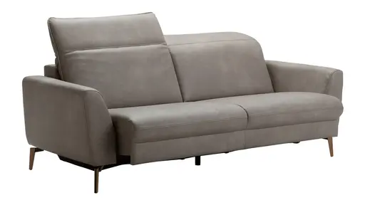 Sofa Tulsa KV - 3-Sitzer, inkl. Sitzvorzug (motorisch) und Kopfteilverstellung, Leder, Graubeige