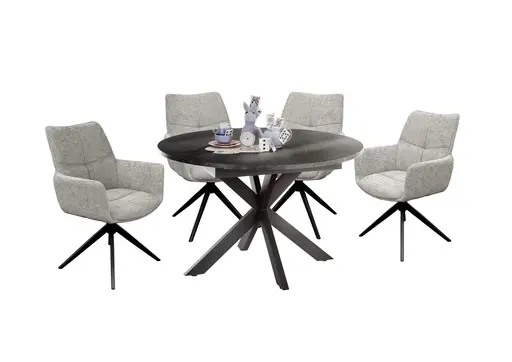 Armlehnstuhl MILENA - drehbar, Stoff, Silberfarben