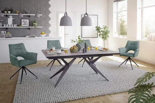 Esstisch MICHELA - ausziehbar, LB ca. 95x180 cm, Keramik, Dunkelgrau