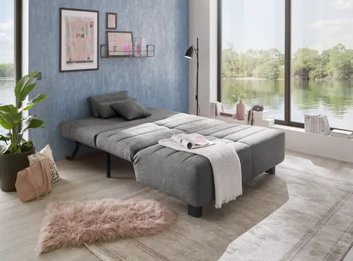  Faltsofa Easy - 2-Sitzer ohne Armlehne, ca. 140 cm inkl. Schlaffunktion, Stoff,  Dunkelgrau