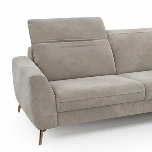 Sofa Tulsa KV - 3-Sitzer, inkl. Kopfteilverstellung, Stoff, Graubeige