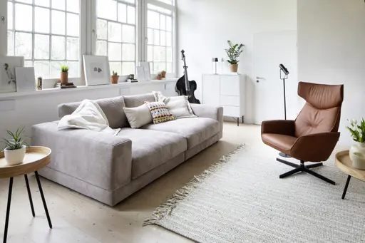 Relaxsessel Helge - Leder Anilin, Cognac