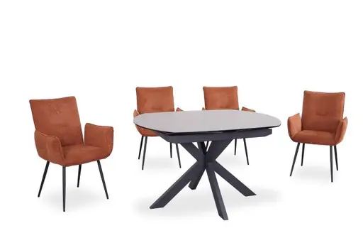 Esstisch MEGGIE - ausziehbar, LB ca. 130x100 cm, Keramik, Grau