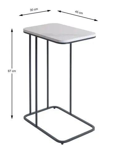 Beistelltisch - LB ca. 45x30 cm, Marmoroptik, Anthrazit