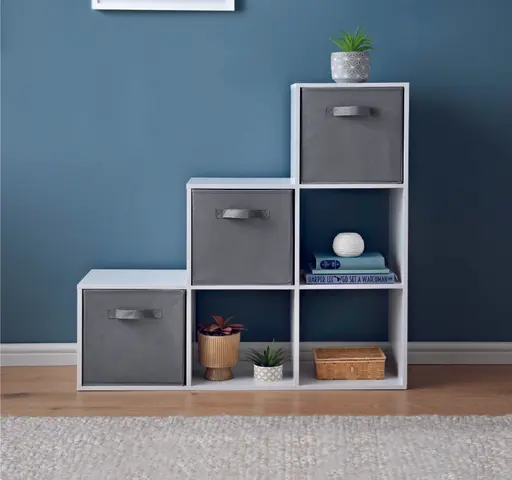 Raumteiler - inkl. Stoffboxen, B ca. 89 cm, Weiß, Grau