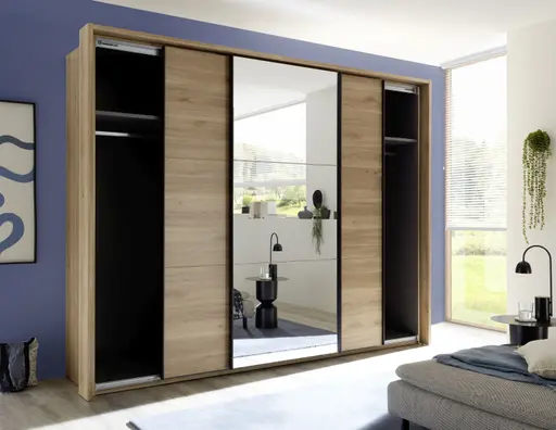 Schwebetürenschrank- B ca. 280 cm, Eiche Dekor