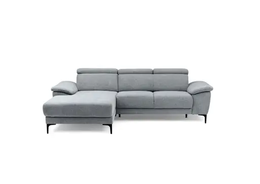 Ecksofa EZRA - Ecke links, 2-Sitzer inkl. Kopfteilverstellungen, Stoff, Dunkelgrau