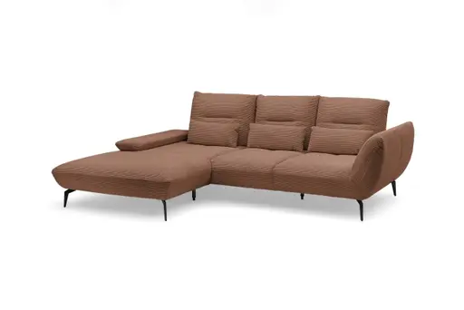 Ecksofa PAYTON - Ecke links, 2-Sitzer inkl. Rückenneigung, Armteilverstellung, Stoff, Kupfer