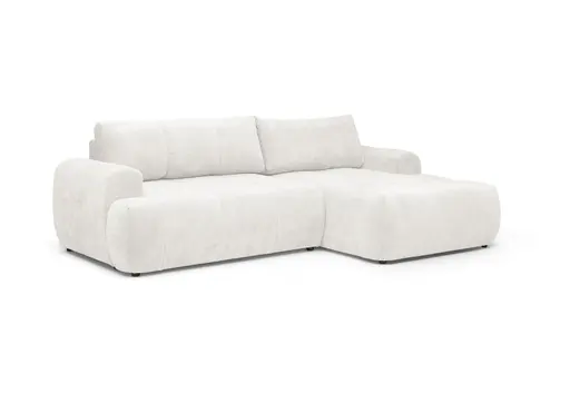 Ecksofa - 2-Sitzer mit Longchair rechts, Stoff, Offweiss