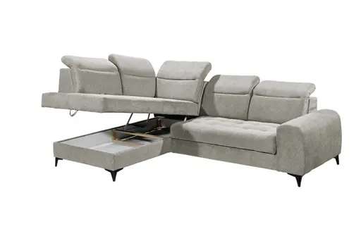 Ecksofa - Ecke links, 2-Sitzer inkl. Funktionen, Stoff, Taupe