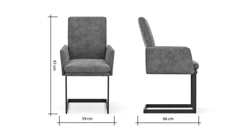 Freischwinger Valloni - Armlehne, Stoff, Rostfarben