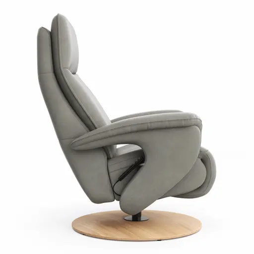 Sessel Tulsa Relax - Größe M, inkl. Fußteil/Rückenlehne verstellbar (motorisch), inkl. Kopfteilverstellung, Leder, Graubeige