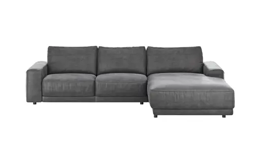 Ecksofa Balok - 2,5-Sitzer mit Longchair groß rechts, Stoff, Anthrazit