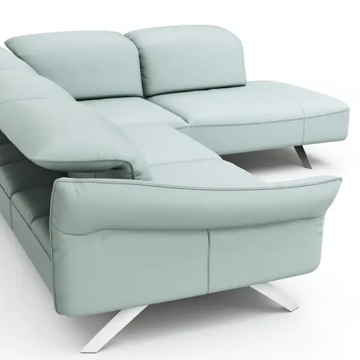 Ecksofa Bormio - 2,5-Sitzer, Ecke rechts, inklusive Kopfteilverstellung, Leder, Jade