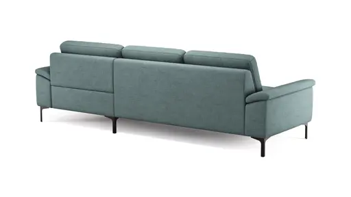 Ecksofa Anna - 2,5-Sitzer mit Longchair rechts, Relaxfunktion/Sitzvorzug motorisch, Stoff, Aqua