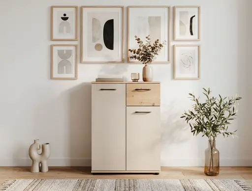 Kommode- B ca. 60 cm, Eiche Dekor, Beige