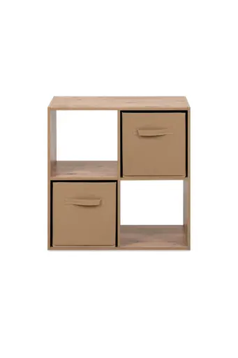 Regal - inkl. Stoffboxen, B ca. 60 cm, Artisan Eiche Nachbildung, Beige