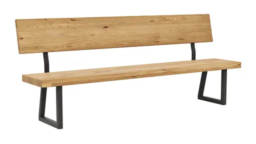 Holzbank Clifton - mit Rückenlehne, Breite ca. 220cm, Wildeiche massiv, natur