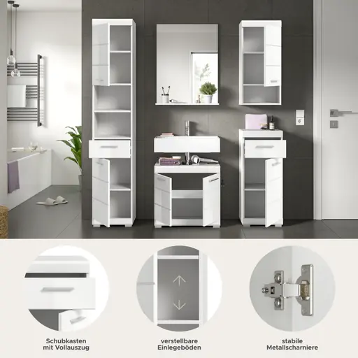 Badblock - 5-teilig, Weiß, Weiß Hochglanz