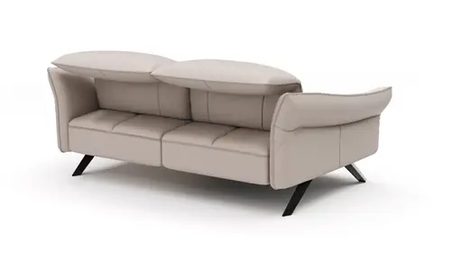 Sofa Bormio - 2,5-Sitzer inklusive Kopfteilverstellung, Leder, Asche