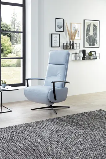 TV-Sessel Lima - Größe M, Relaxfunktion, Leder, Eisblau