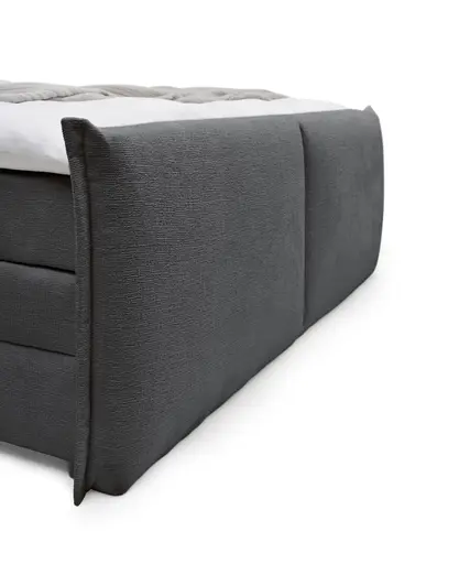 Boxspringbett SANDRIN L- Liegefläche ca. 200x200 cm, Stoff, Anthrazit, inkl. Stauraum und Fußteil